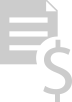 Gray icon of paper and lined text with a dollar sign